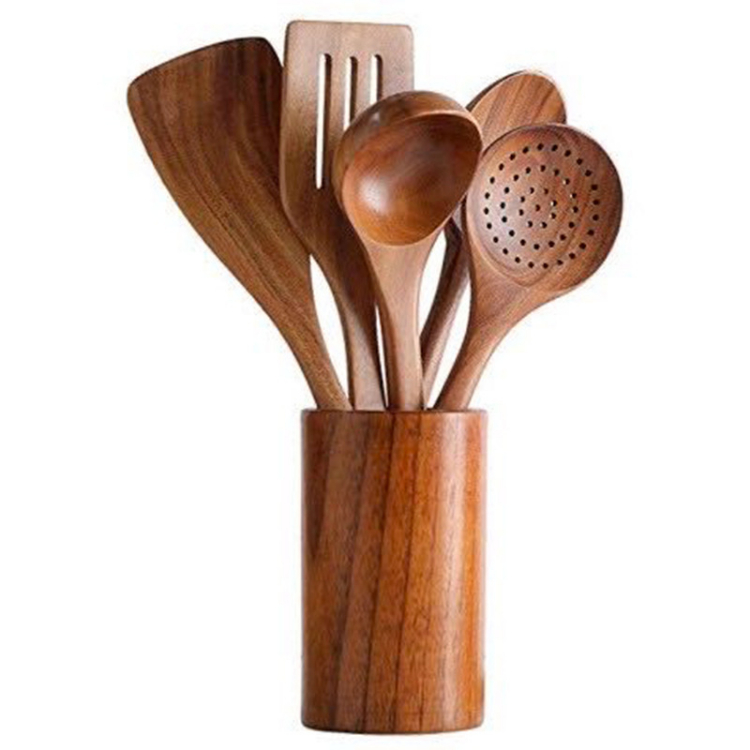 wooden kitchen utensils set